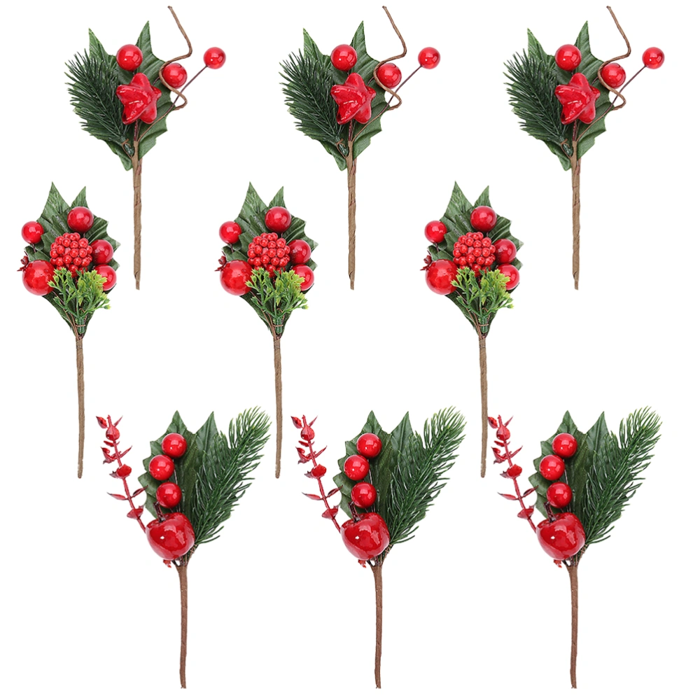 1 Set 9 Pcs Christmas Simulated Berry Bouquets Beautiful Photo Props (Red)