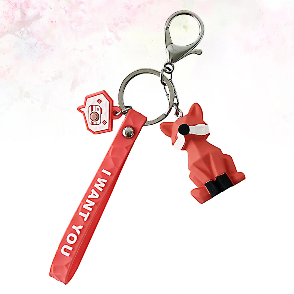 3 Pcs Creative PVC Geometric Keychain Leather Strap Circle Keychain Accessories Keyring Key Holder Ring Decoration Gift (Watermelon Red)