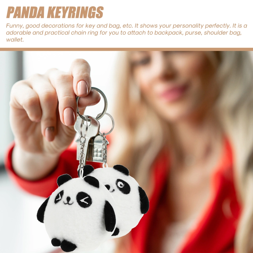 2pcs Plush Panda Keychains Stuffed Panda Keyrings Cartoon Bag Hanging Ornaments