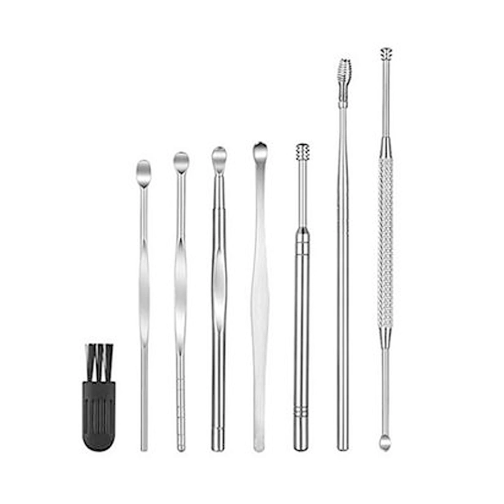 8pcs Stainless Steel Ear Wax Remover Earpick Ear Cleaner Set for Individual Health Care