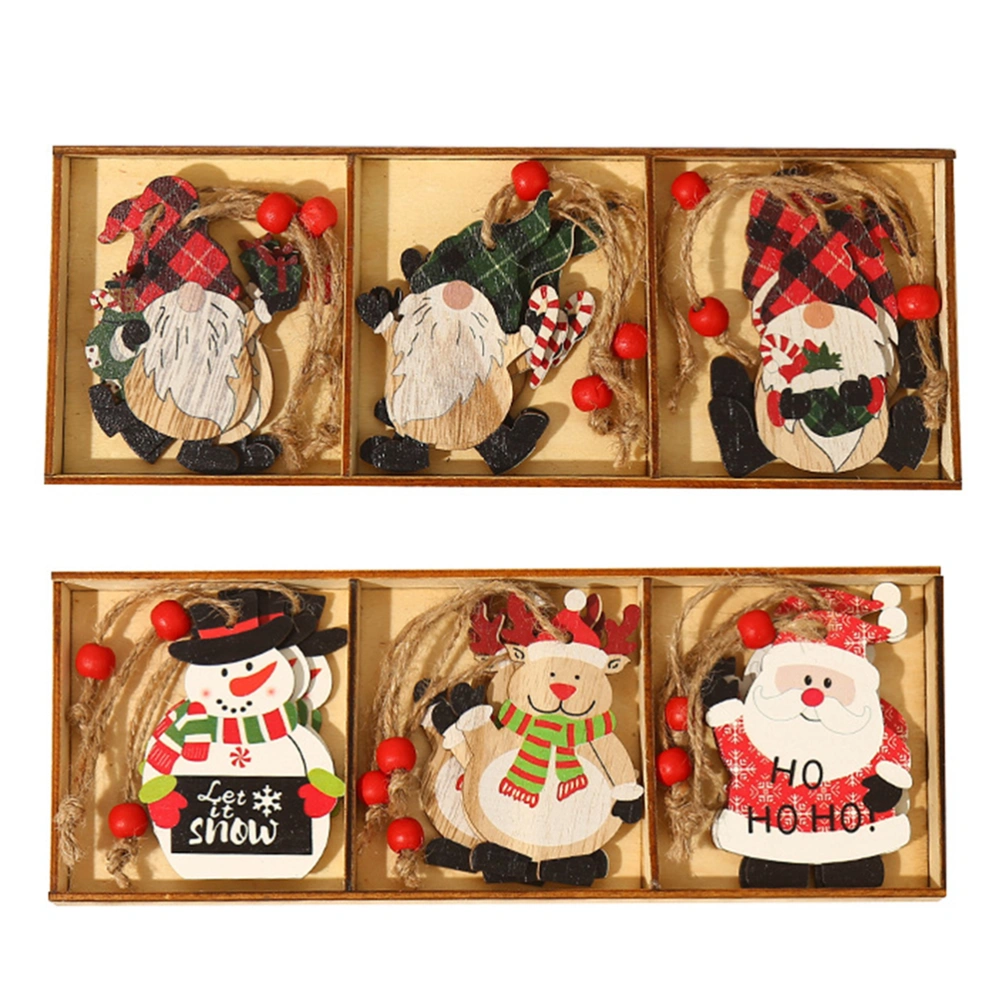 18Pcs Christmas Themed Wood Slices Decoration Creative Hanging Pendant Party Supplies