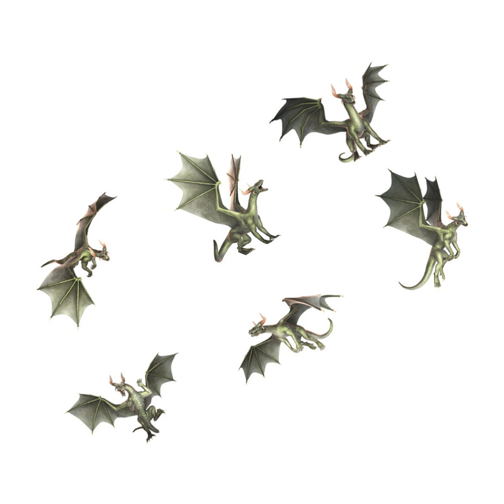 6Pcs Flying Dragon Stickers Window Stickers Home Decorations (Assorted Color)