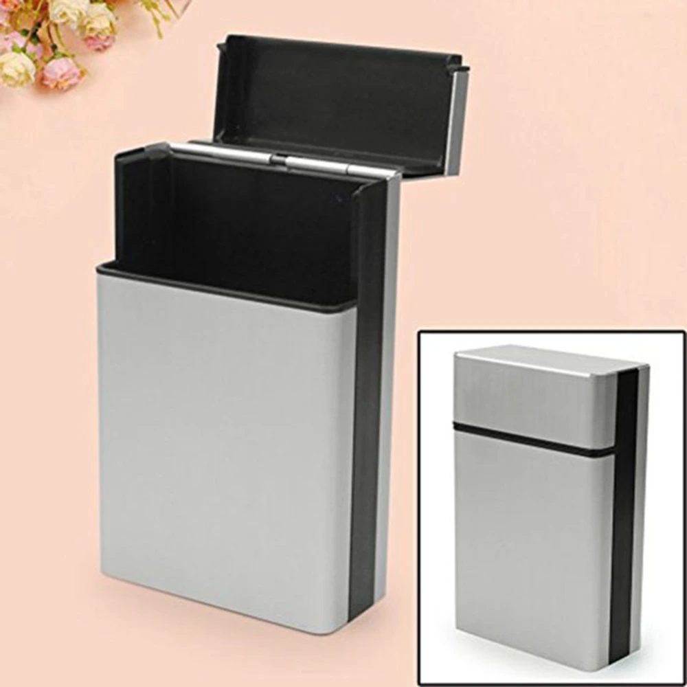 Cigarette Case Lightweight Aluminium Silver Cigarette Box Cigar Protective Cover (Silver)