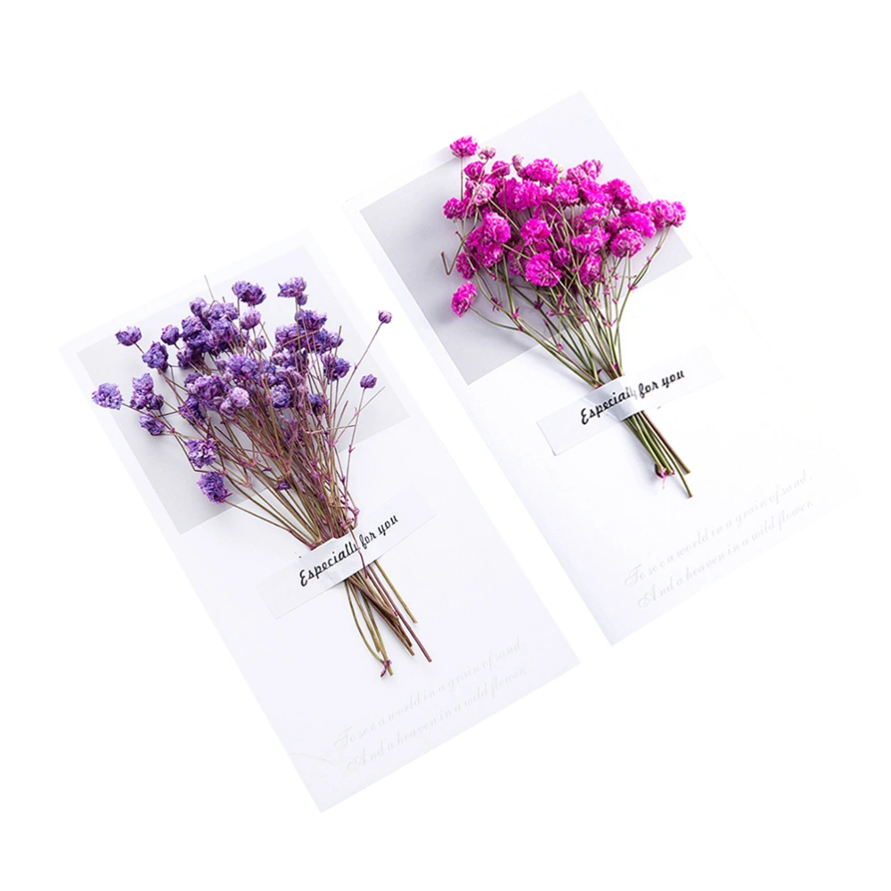 6pcs Creative Handmade Greeting Small Fresh Dried Flower Invitation Birthday Party Decorative for Wedding Party Banquet(Red)