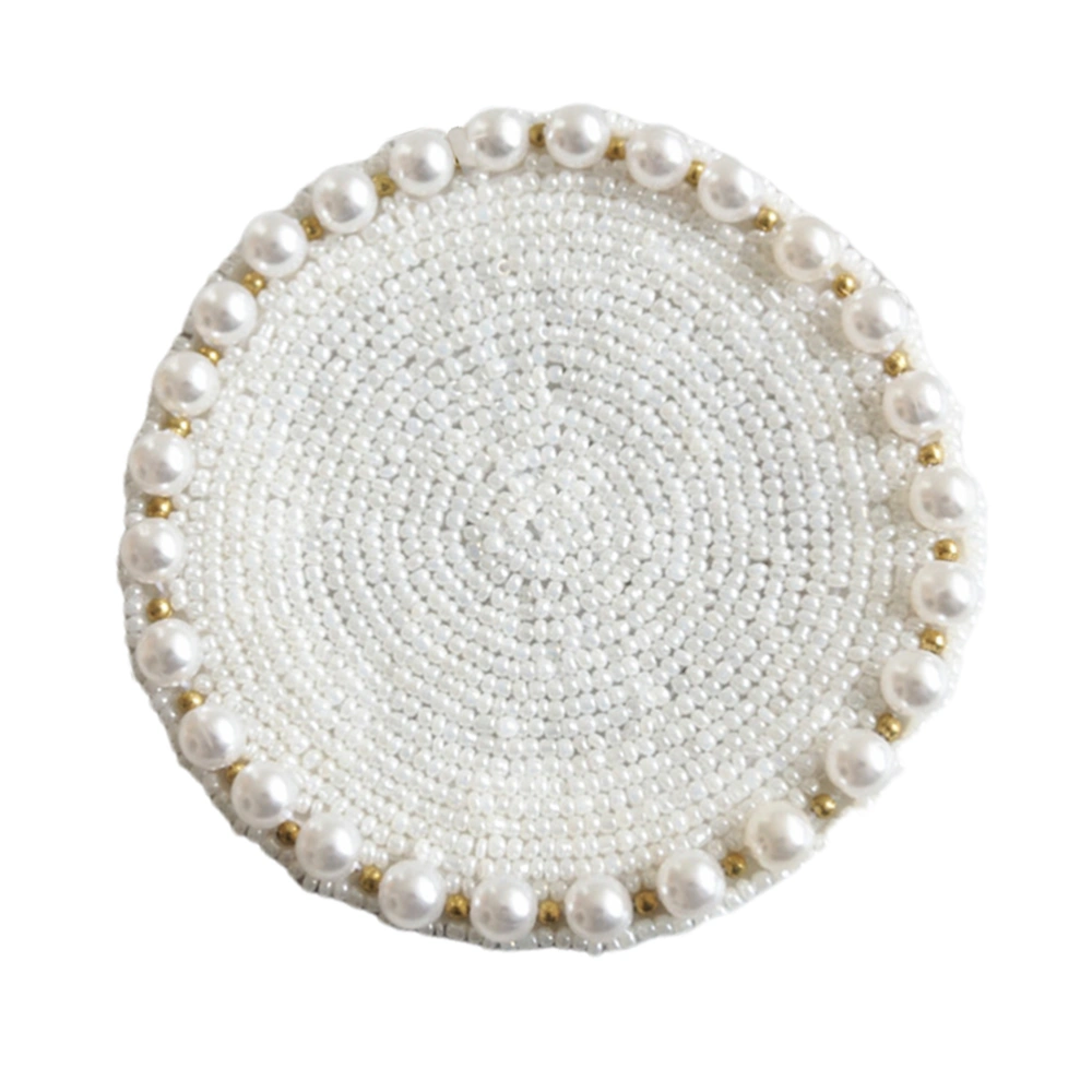 Handmade Beads Cup Coaster Pearl Designed Cup Mat Practical Tableware Mat White