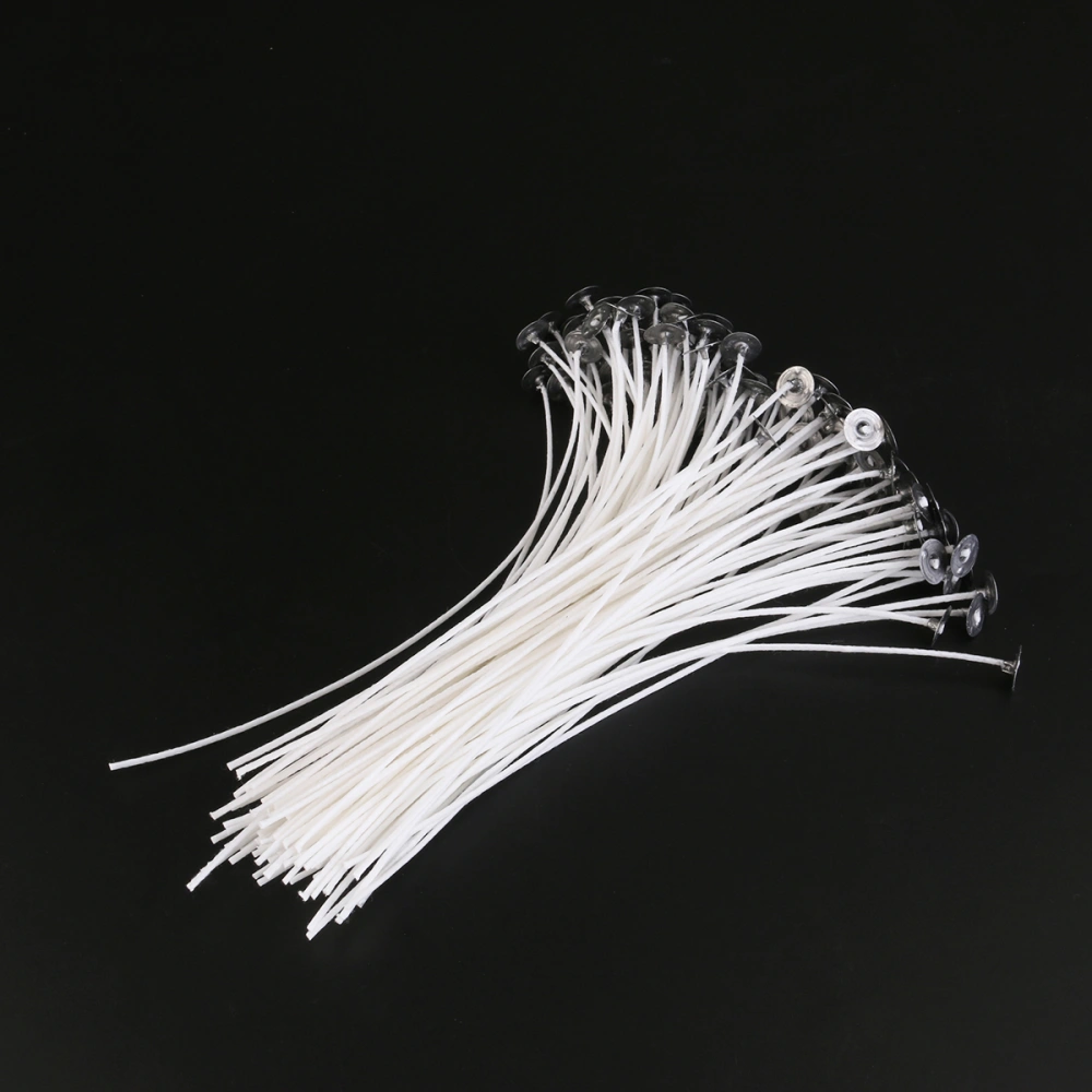 100pcs Candle Wicks Low Smoke Cotton Core with Tabs for Candle Making Candle DIY Craft Project (14CM)