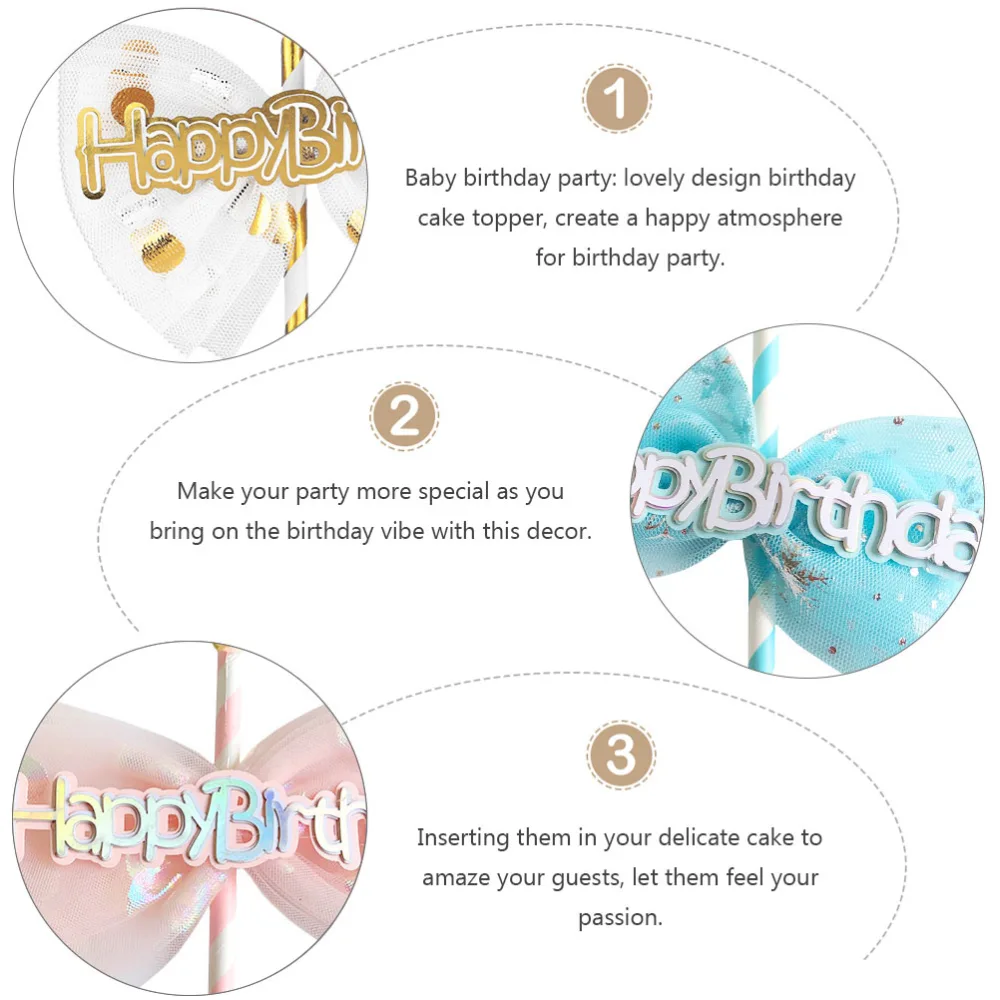 5Pcs Exquisite Cupcake Toppers Funny Birthday Inserted Decoration (Random Color)