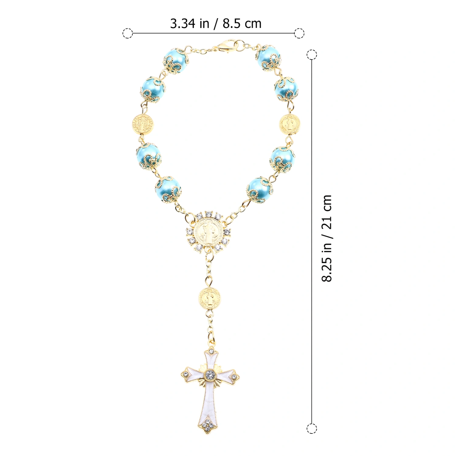 1pc Religious Cross Bracelet Glass Rosary Bracelet Jewelry Decor Bracelet Gift