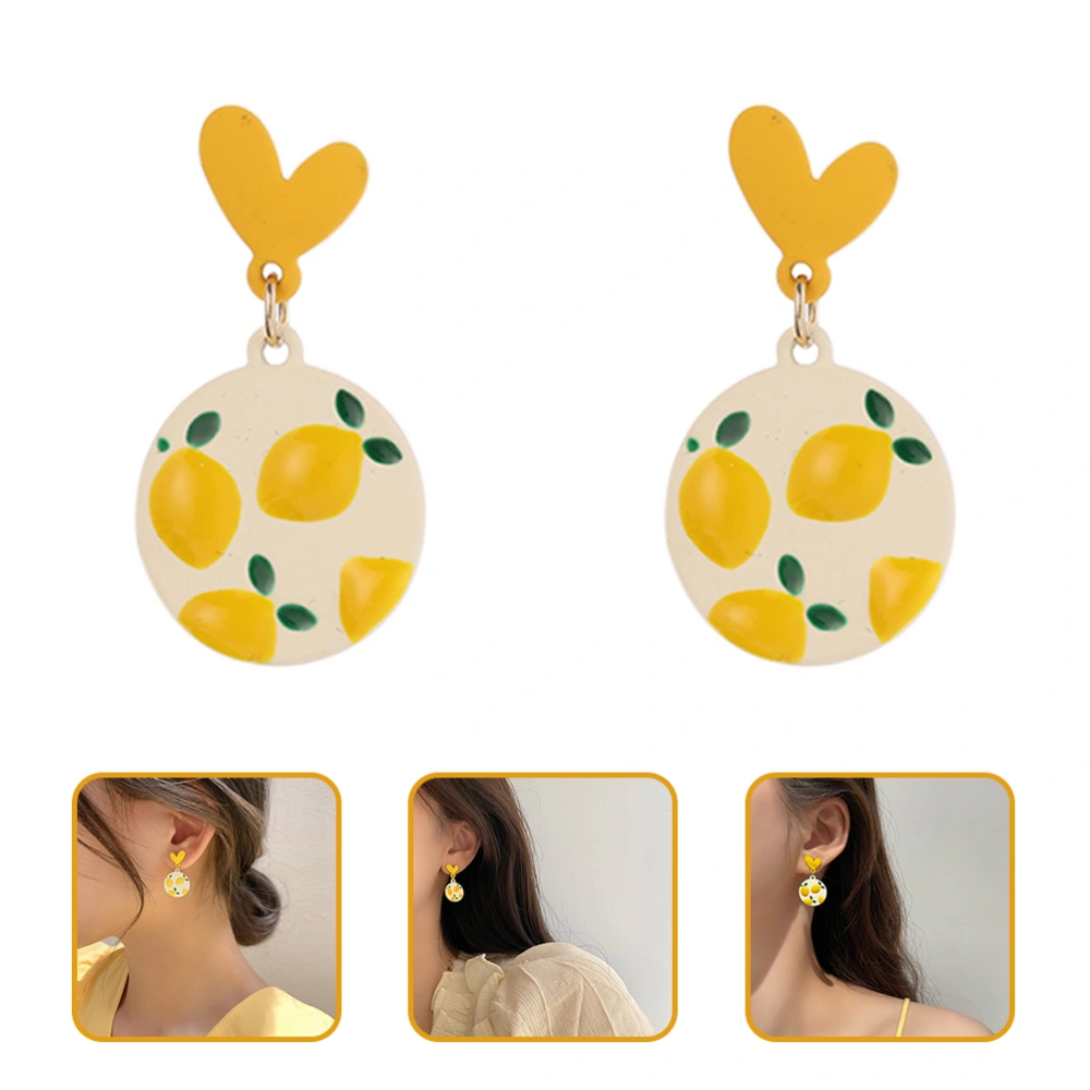 1 Pair Lemon Earrings Fashion Dangling Earrings Fruit Earrings Women Jewelry