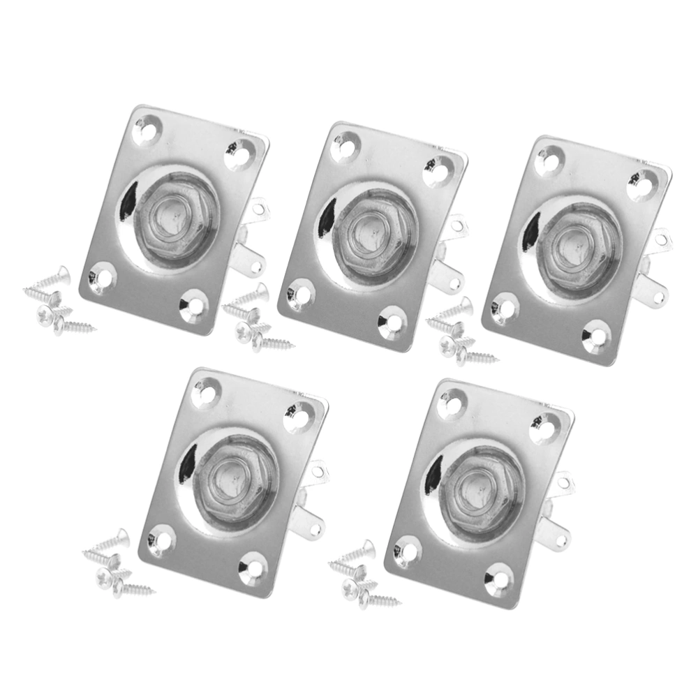 5pcs Guitar Jack Plate Output Socket Square Indented Pickup Jack Output Plate Jack Plug Socket for Electric Guitar (Silver)