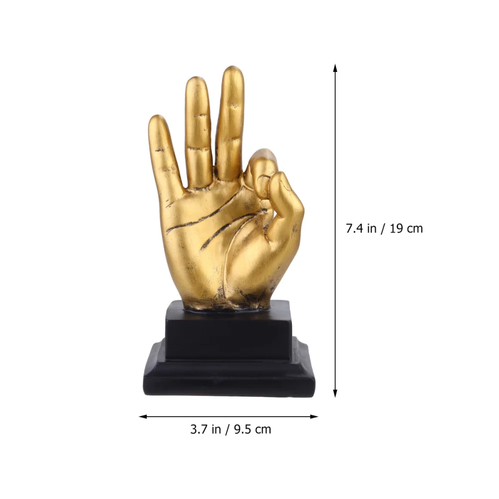 1Pc American Style Antique Success Hand Gesture Sculpture Success Sculpture OK Signal (Golden)