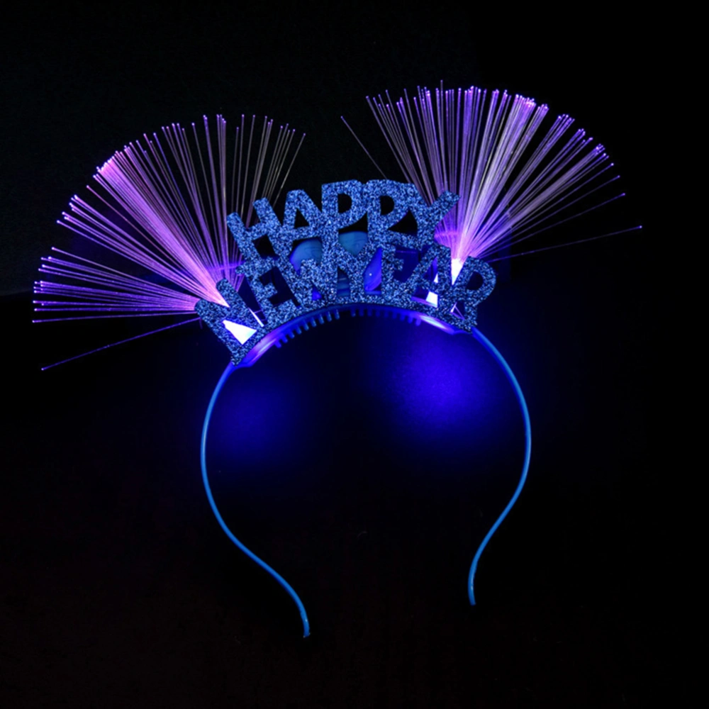 4pcs New Year LED Fiber Optic Light Up Hair Hoops Flashing Headband Party Decoration Children Headdress Gift Party Supplies Photo Props (Random Color)