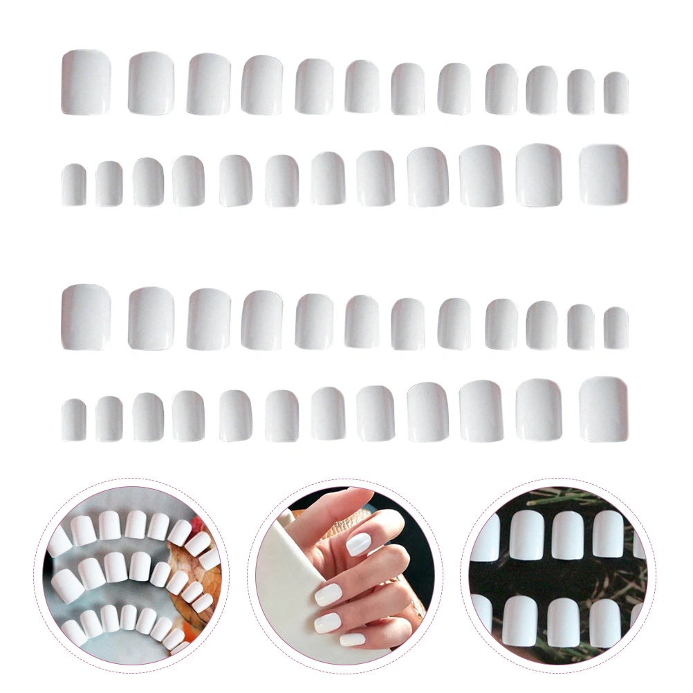 2 Boxes White Fake Nail Tips Lovely Wearable False Nails Nail Art Patches