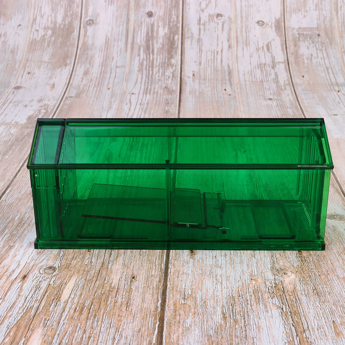 1pc Reusable Practical Plastic Mouse Traps House Shape Rat Catcher Mousetrap Cage Rat Catching Tool for Home Kitchen (Green)
