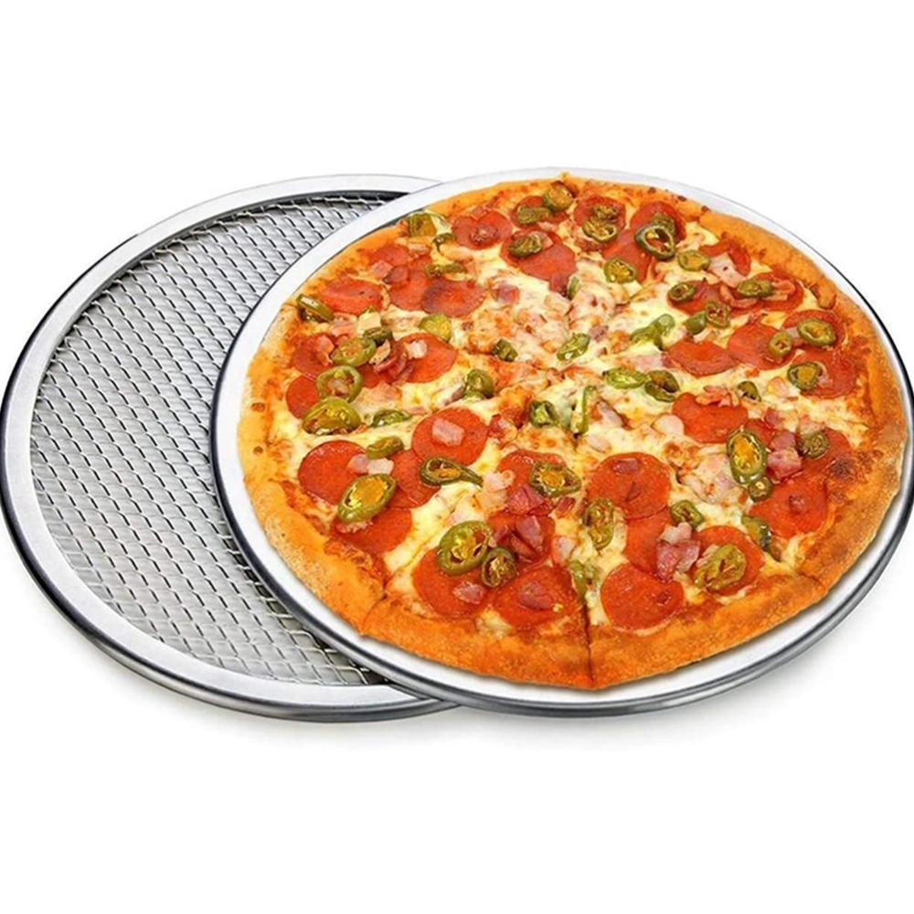 3Pcs Aluminum Pizza Baking Pan Durable Pizza Tray Mesh Pizza Plate Oven Tray