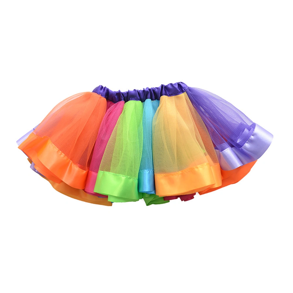 Girls Layered Rainbow Tutu Skirt Ruffle Tiered Dance Performance Dress for Girls 4-6 Years Old