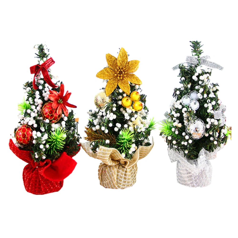 3pcs Mini Christmas Tree Decors Festive Desktop Crafts DIY Ornaments for Home Party Bar