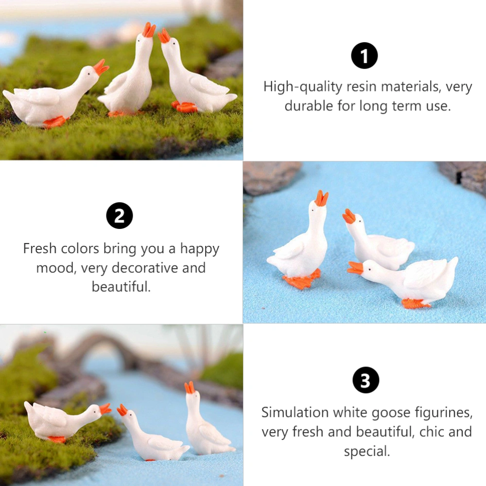 9pcs Miniature Simulation Goose Figurines Resin Goose Landscaping Decorations