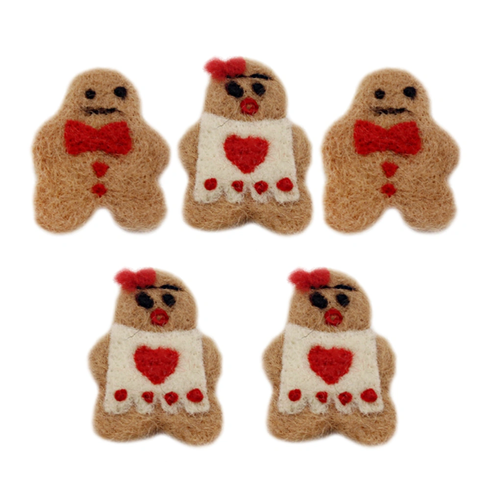 5pcs Christmas Pendant Handmade Decoration Gingerbread Man Pendant Random Style