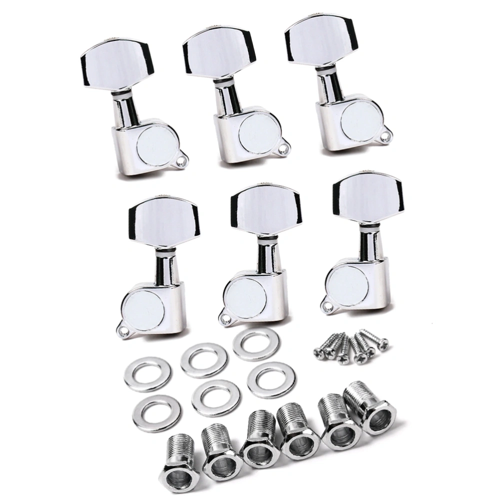 6 PCS Sealed Inline Electric Guitar String Tuning Pegs Keys Thread Bushing Machine Heads Tuners Set Finish Left Right Hand 3L3R for Strat Stratocaster Guitar