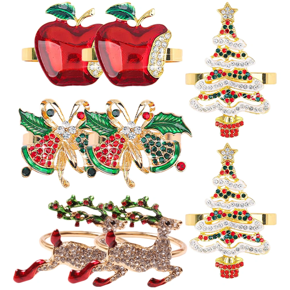 8Pcs Christmas Themed Napkin Buckles Decorative Xmas Party Napkin Rings Dining Table Ornaments