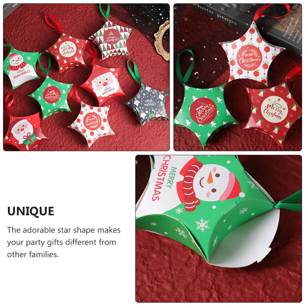 1 Set 16 Pcs Christmas Gift Paper Boxes Star Shape Candy Boxes (Red Green)