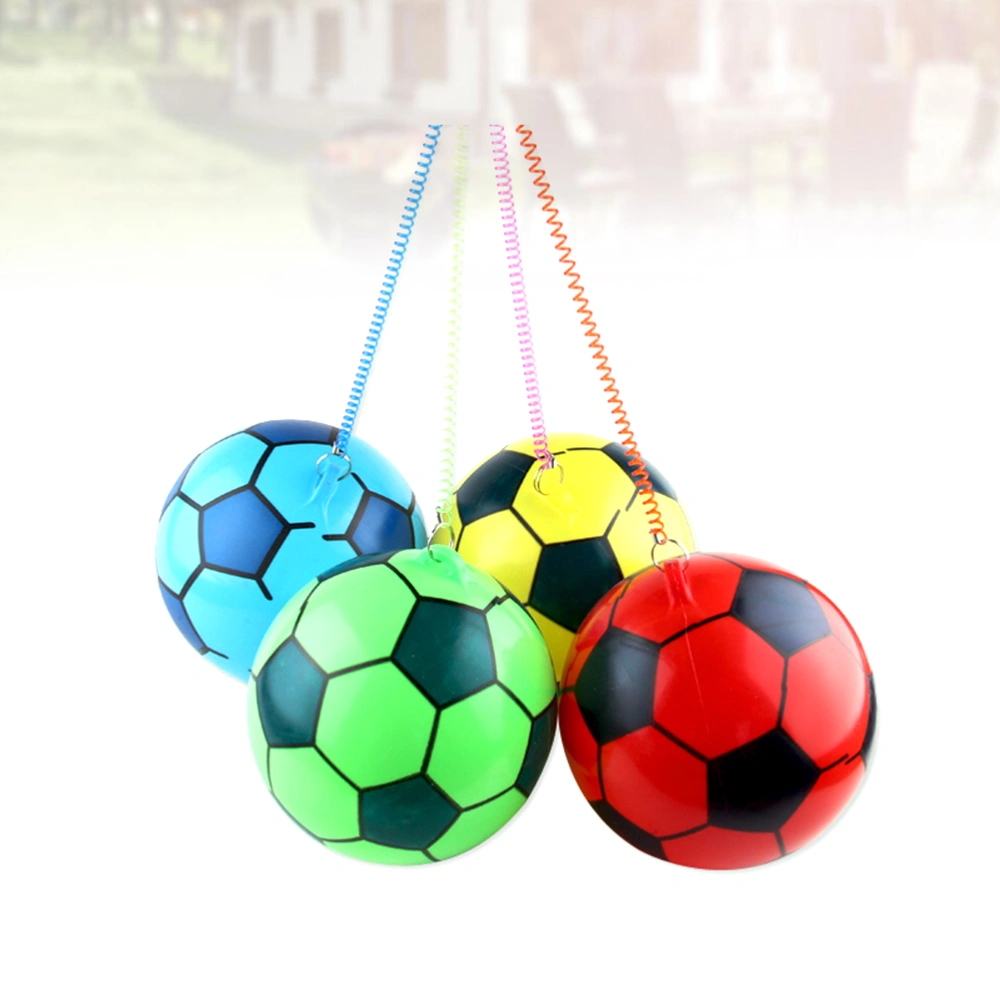 Thickened Inflatable PVC Football Toy Ball Beach Toy Ball Practice Playground Toys for Kids Outdoor Games (with Chain, Not Inflatable, About 20cm, Random Color)