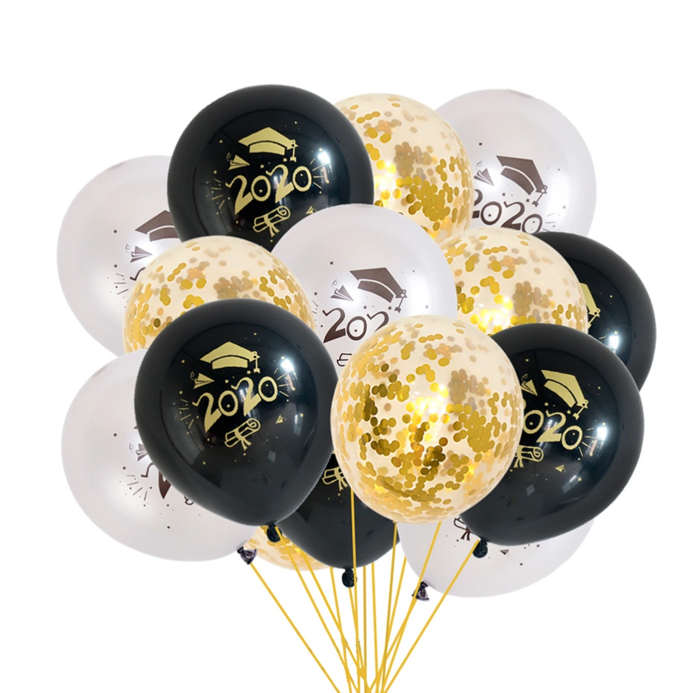 30pcs 2020 Graduation Balloon Doctoral Printed Latex Balloons Creative Party Decor Without Ribbon (10pcs 12 Inches Golden Confetti Balloons, 20pcs 10 Inches Printed Balloons)