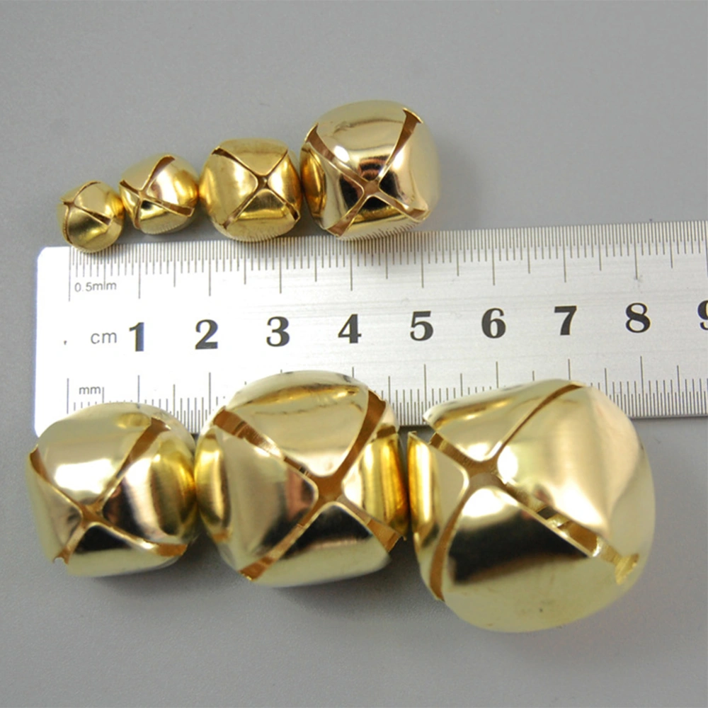 50pcs Christmas Jingle Bell 25mm Gold Cross Jingle Bells for Christmas Tree Jewelry Craft