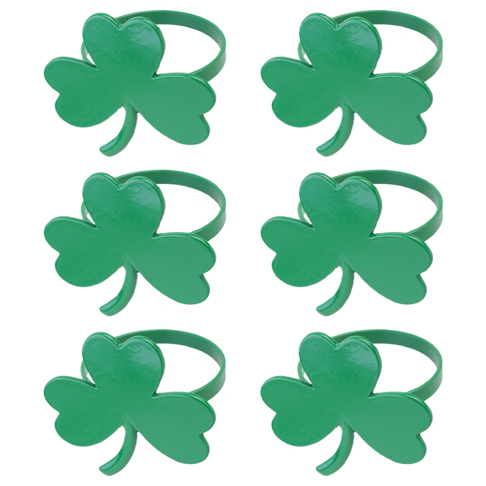 6pcs Shamrock Napkin Rings Clover Design Napkin Holders for Restaurant Hotel