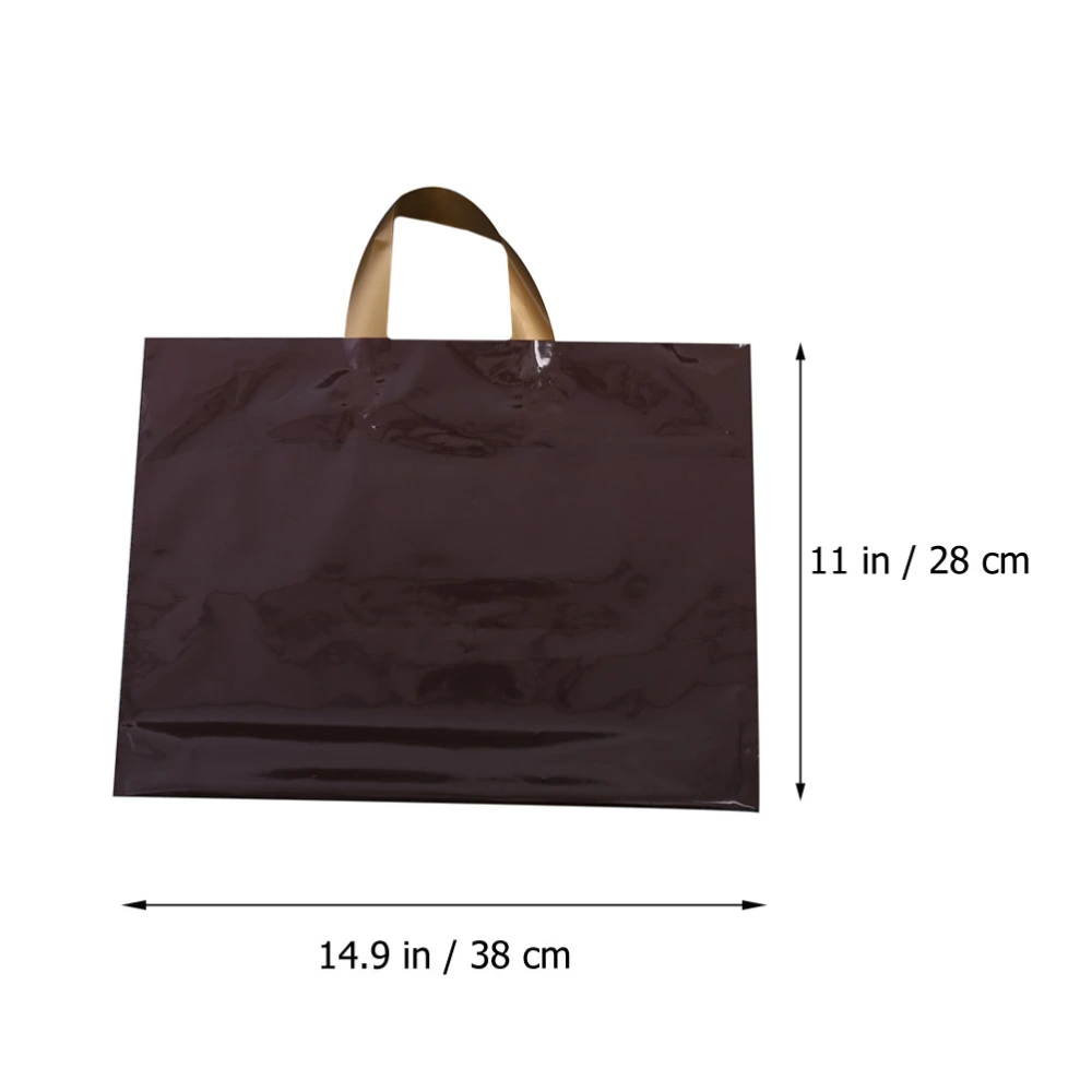 50Pcs Large Coffee PE Plastic Bags with Loop Handle Shopping Bag