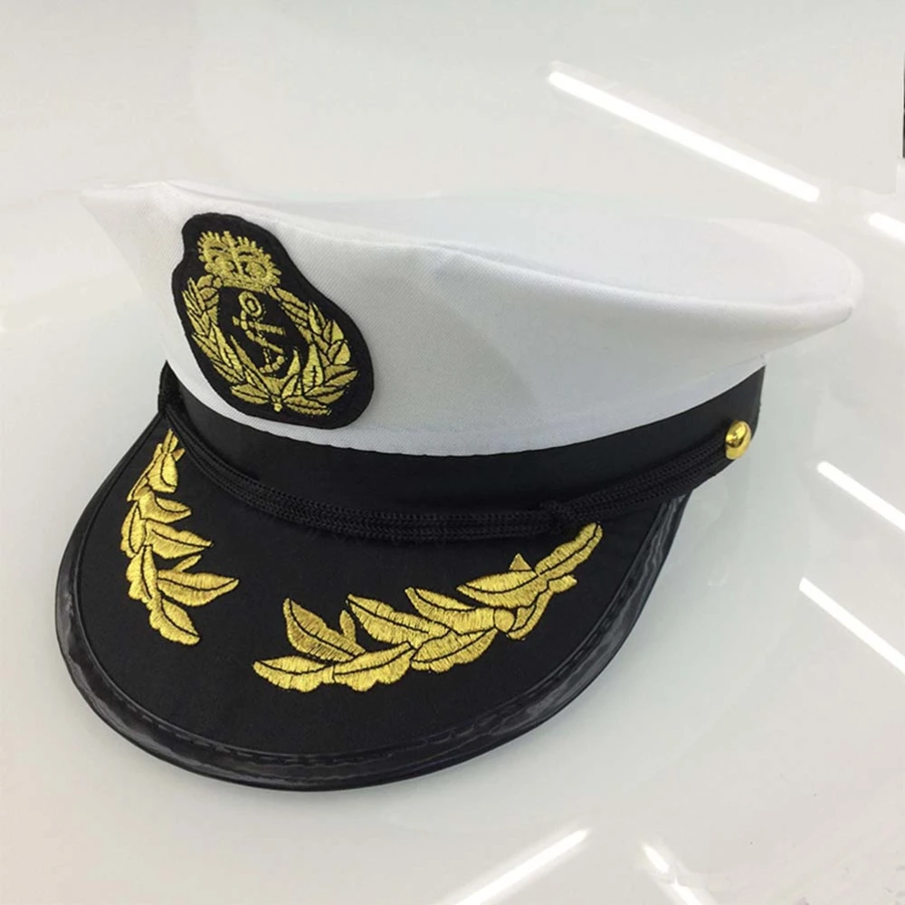 1Pc Sailors Hat Admiral Hat Sea Navy Costume Captains Yacht Hat (White, Size 56-58cm)