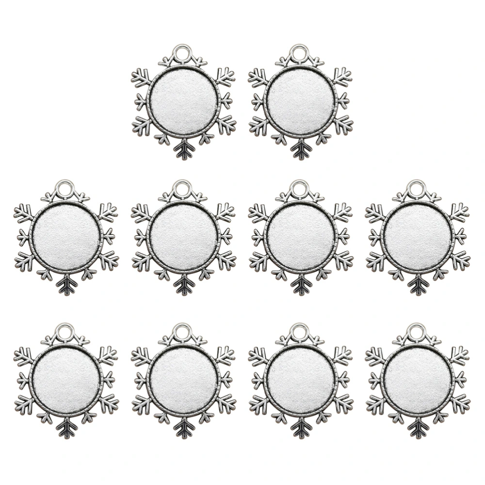 10pcs Alloy Snowflake Shape Pendants Tray Charms DIY Jewelry Making Accessory for Necklace Bracelet (Antique Silver)