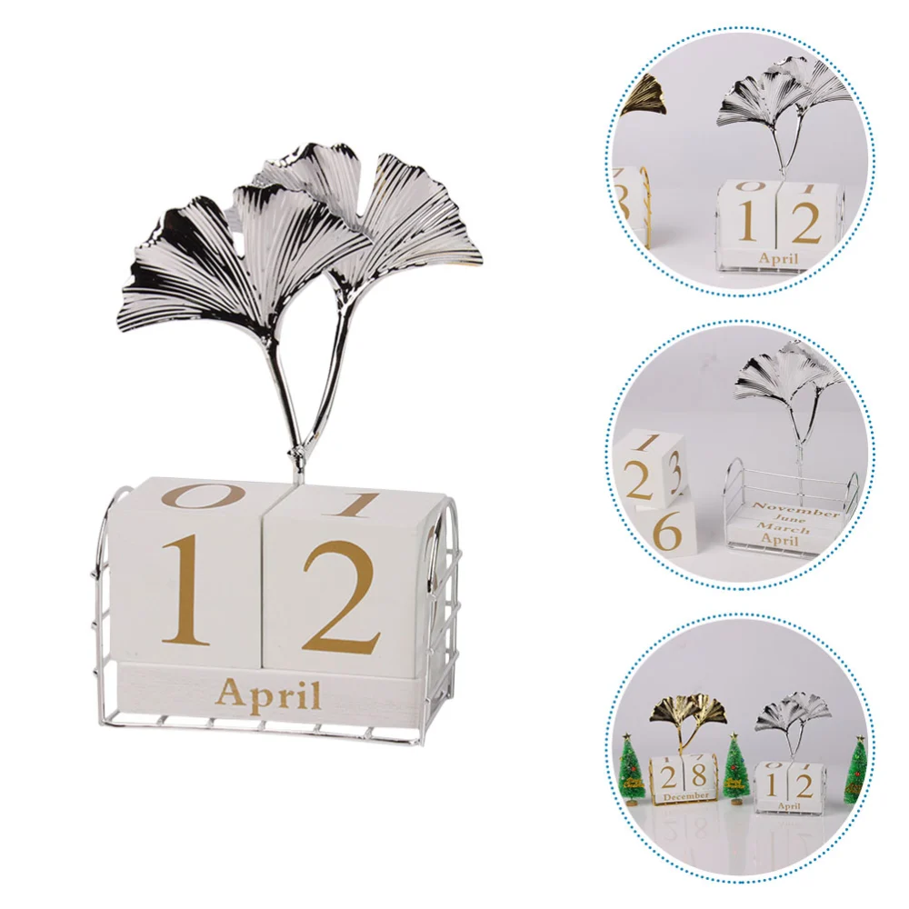 Desk Block Calendar Decorative Desktop Perpetual Calendar Office Rustic Decoration