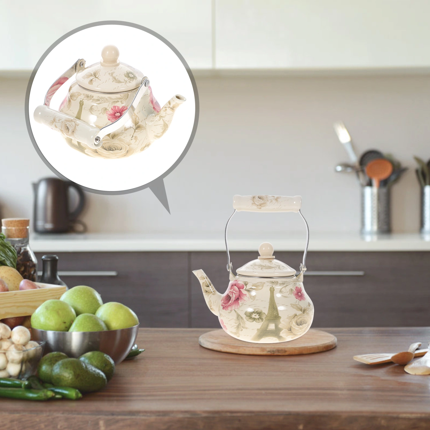 Household Water Kettle Decorative Enamel Tea Kettle Handheld Stovetop Water Kettle