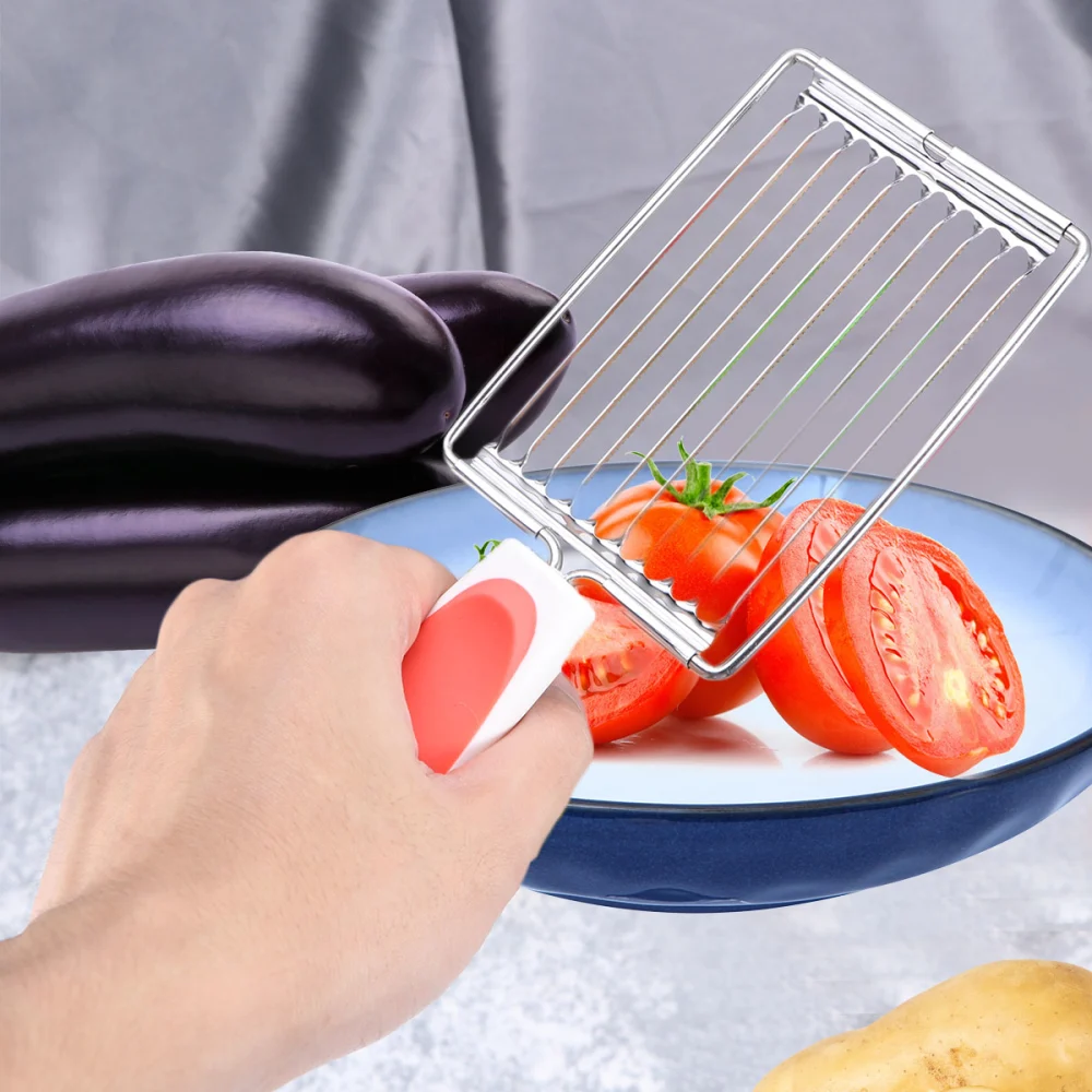 Stainless Steel Non-Slip Slicer Home Kichen Tomato Ham Slicer Vegetables Fruits Cutter Slicer (Orange)