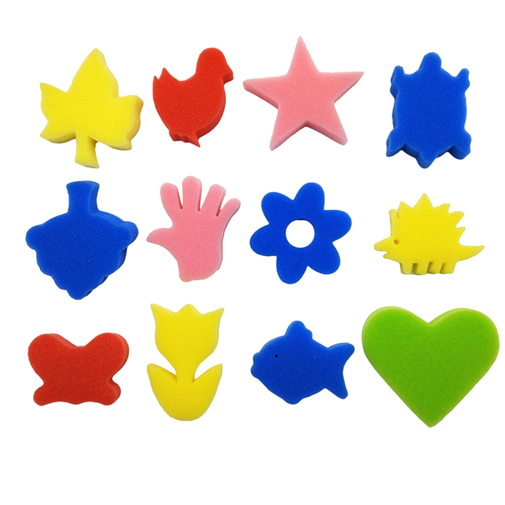 25Pcs Children's Sponge Brush Paint DIY Sponge Seals Early Education Supplies for Kids (Random Style)