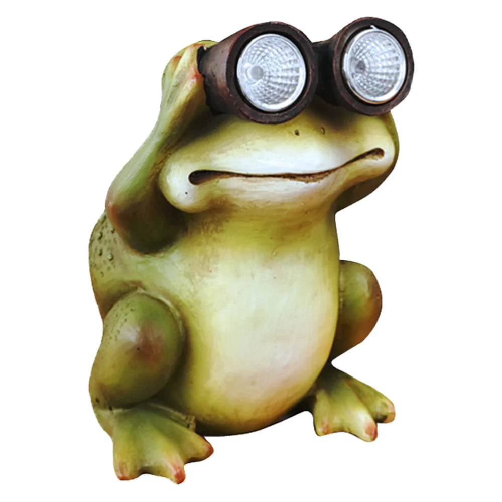 1pc Frog Shaped Solar Lamp Telescope Frog Solar Lamp Adornment Garden Light Decor