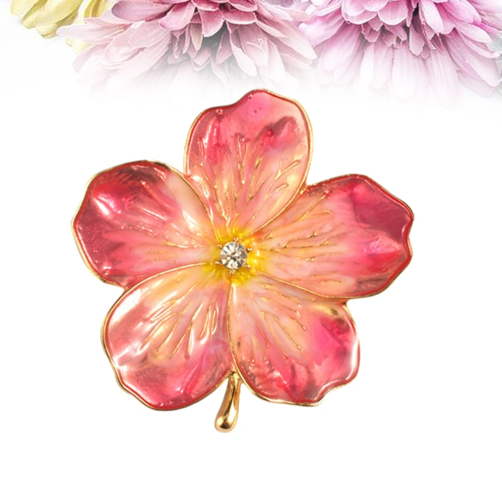 Colour Enamels Fashion Brooch Plum Blossom Corsage Alloy Flower Breastpin with Rhinestone Women Accessories for Female