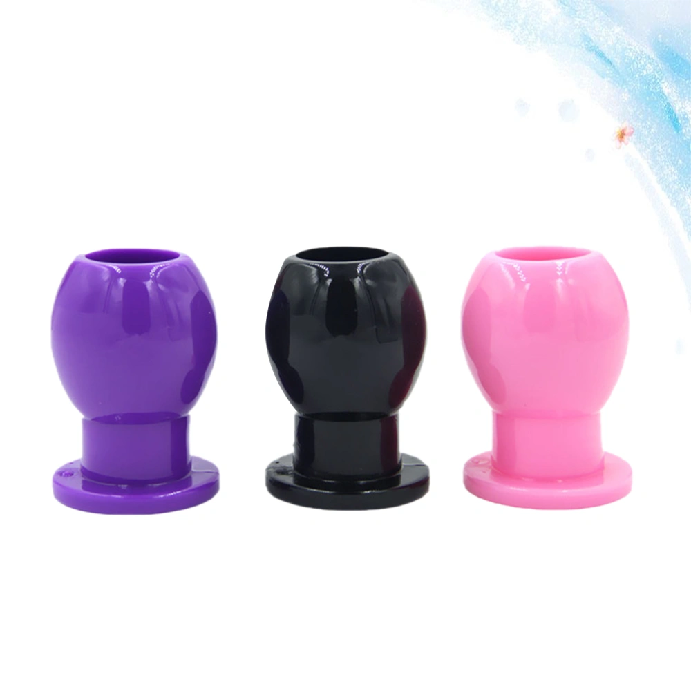 3Pcs Flexible Glue Hollow Vaginal Speculum Female Diffuser Unisex Vestibular Dilator for Women Men (Black M Pink M Purple M)