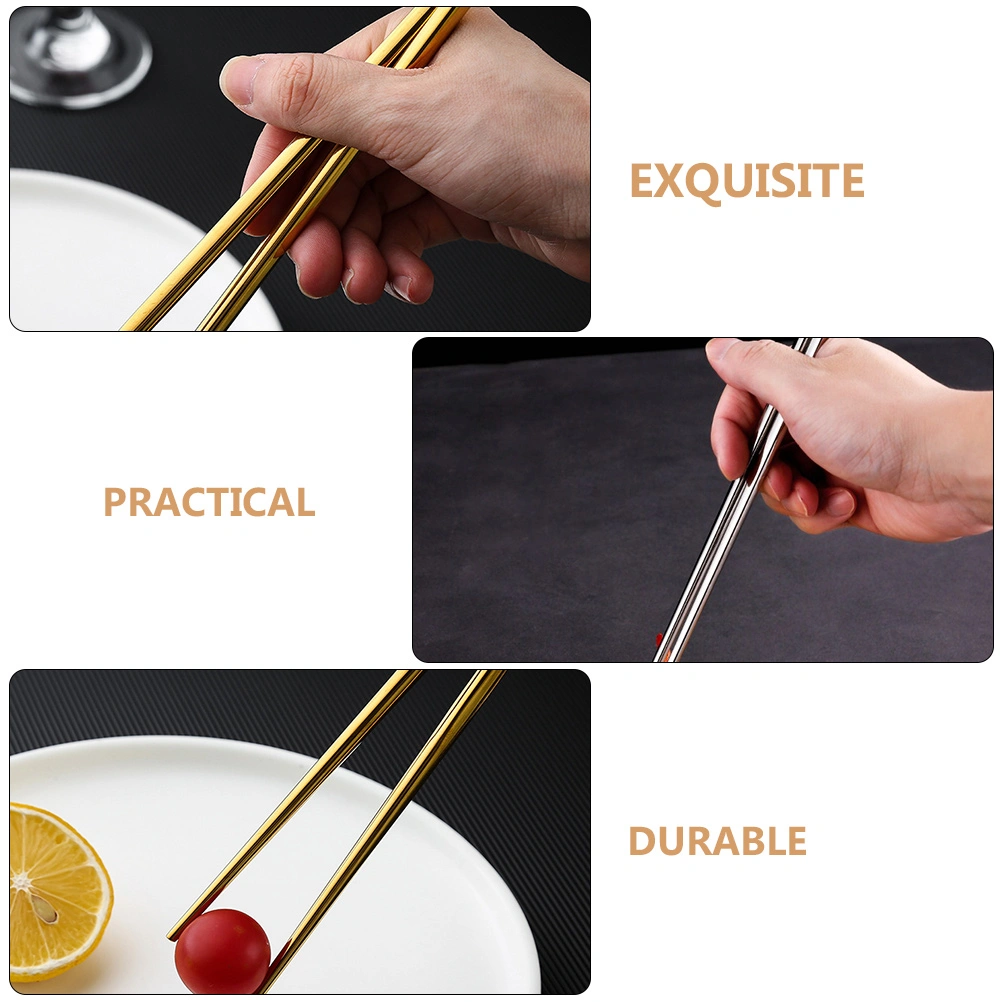 2 Sets Chopsticks and Spoons Stainless Steel Metal Korean Chopsticks Spoon