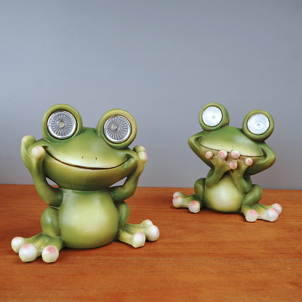 Cartoon Solar Lamp Adornment Garden Yard Animal Ornament Resin Frogs Statue