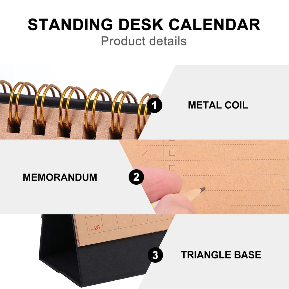 Multifunctional Desk Calendar Desk Diary Coil Standing Desk Calendar for Office