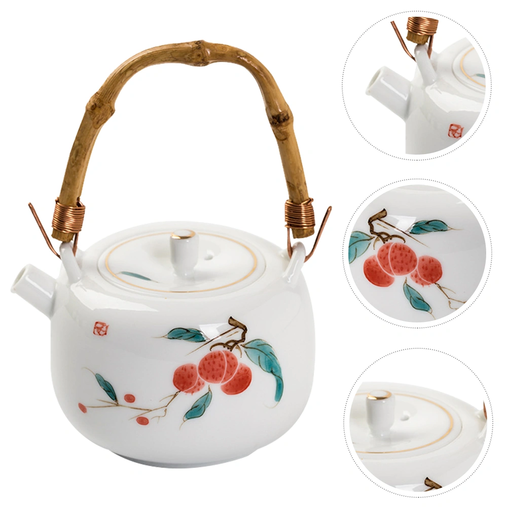 Ceramic Tea Pot Delicate Teakettle Tea Pot with Bamboo Handle Tea Making Pot