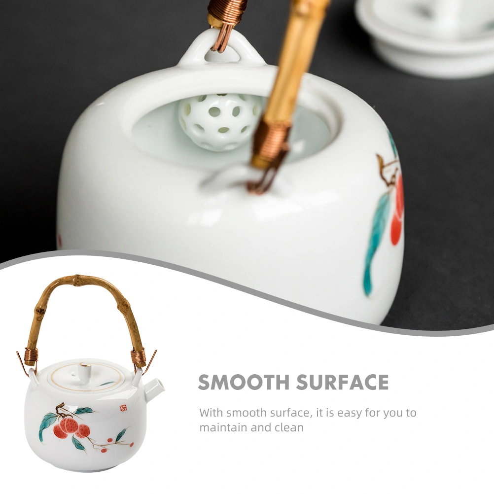Ceramic Tea Pot Delicate Teakettle Tea Pot with Bamboo Handle Tea Making Pot