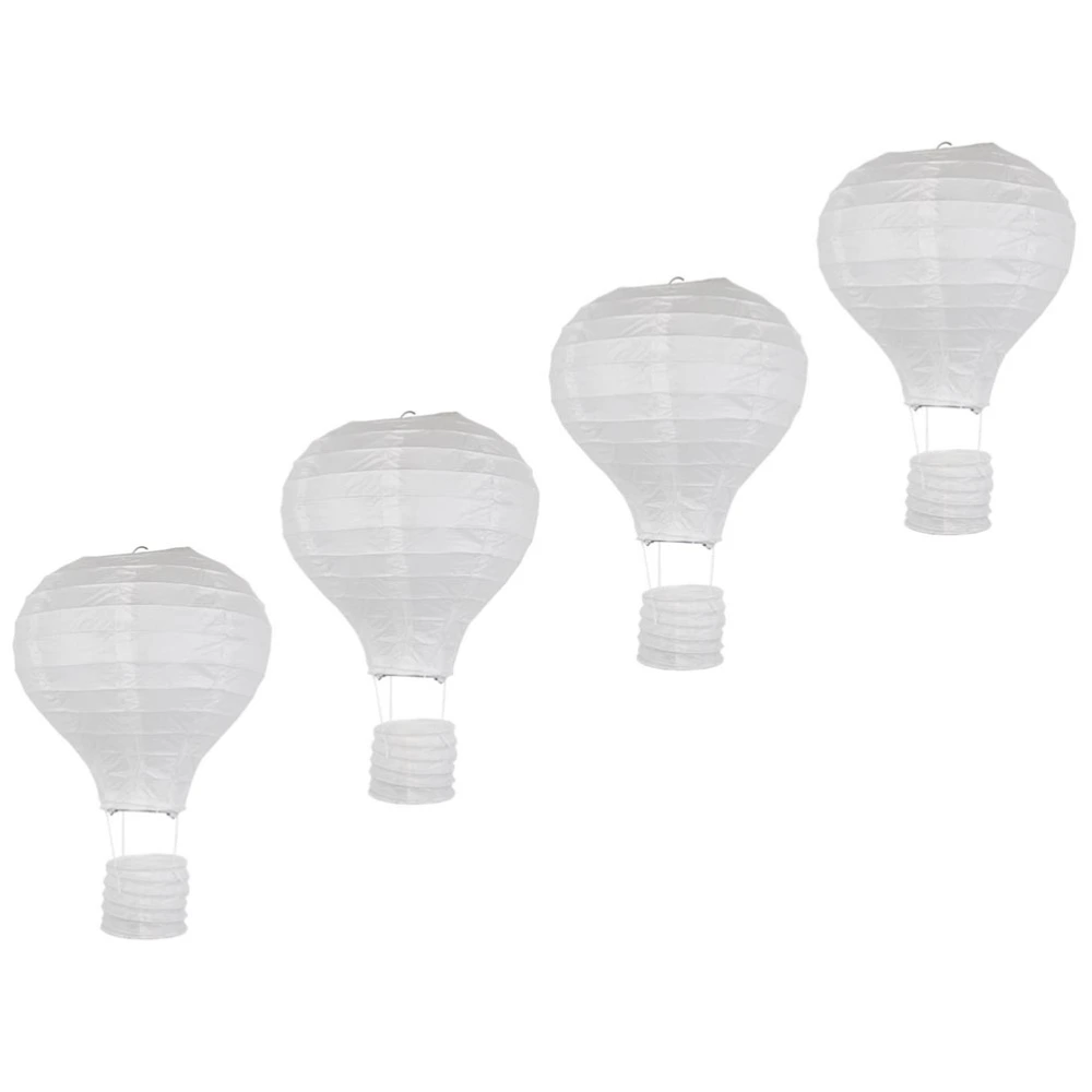 4pcs Unique Paper Lantern Hot Air Balloon Shaped Hanging Ornament Lantern Hanging Decoration for Party Festival (White, 30cm)