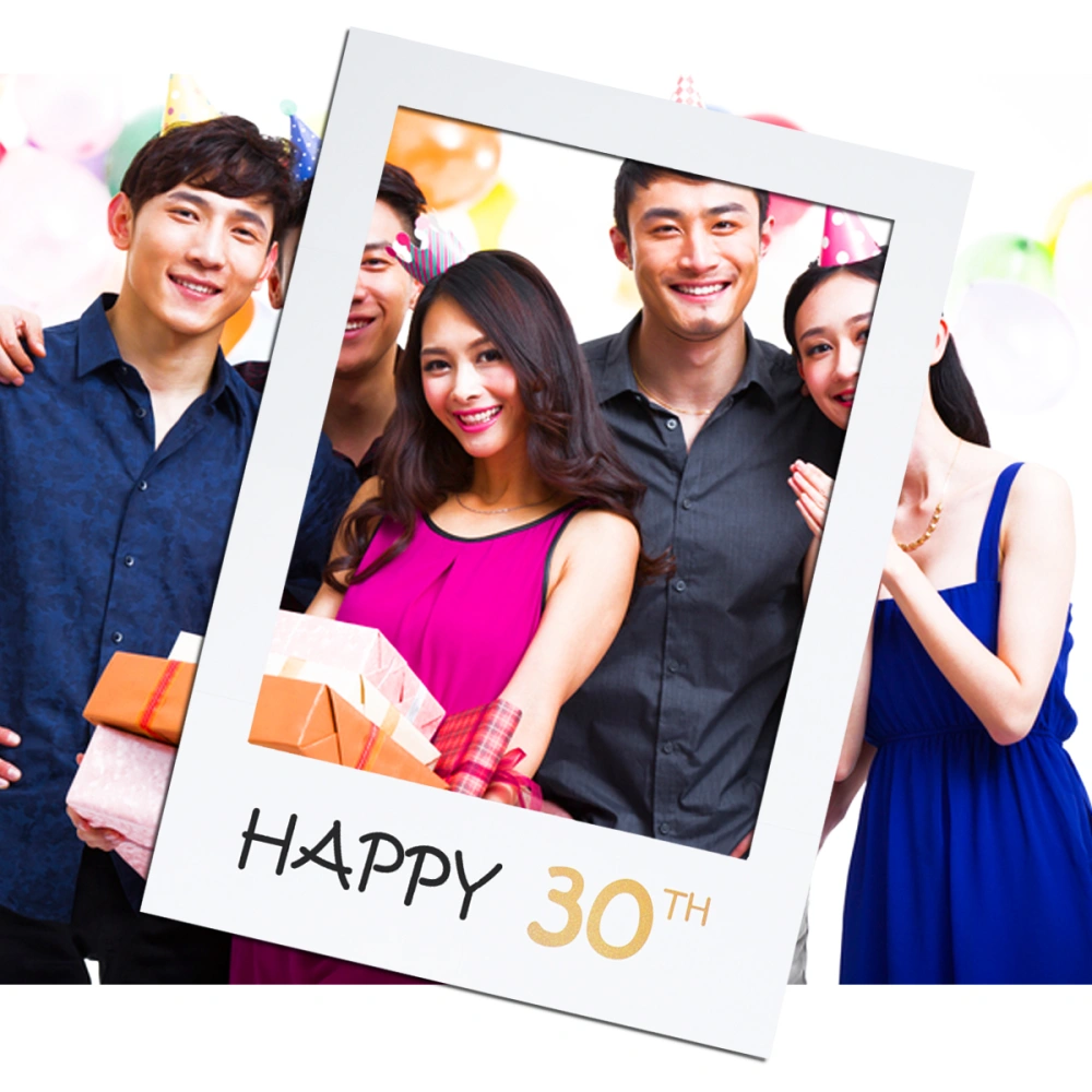 Happy 30th DIY Paper Picture Frame Cutouts Photo Booth Props for Birthday Party