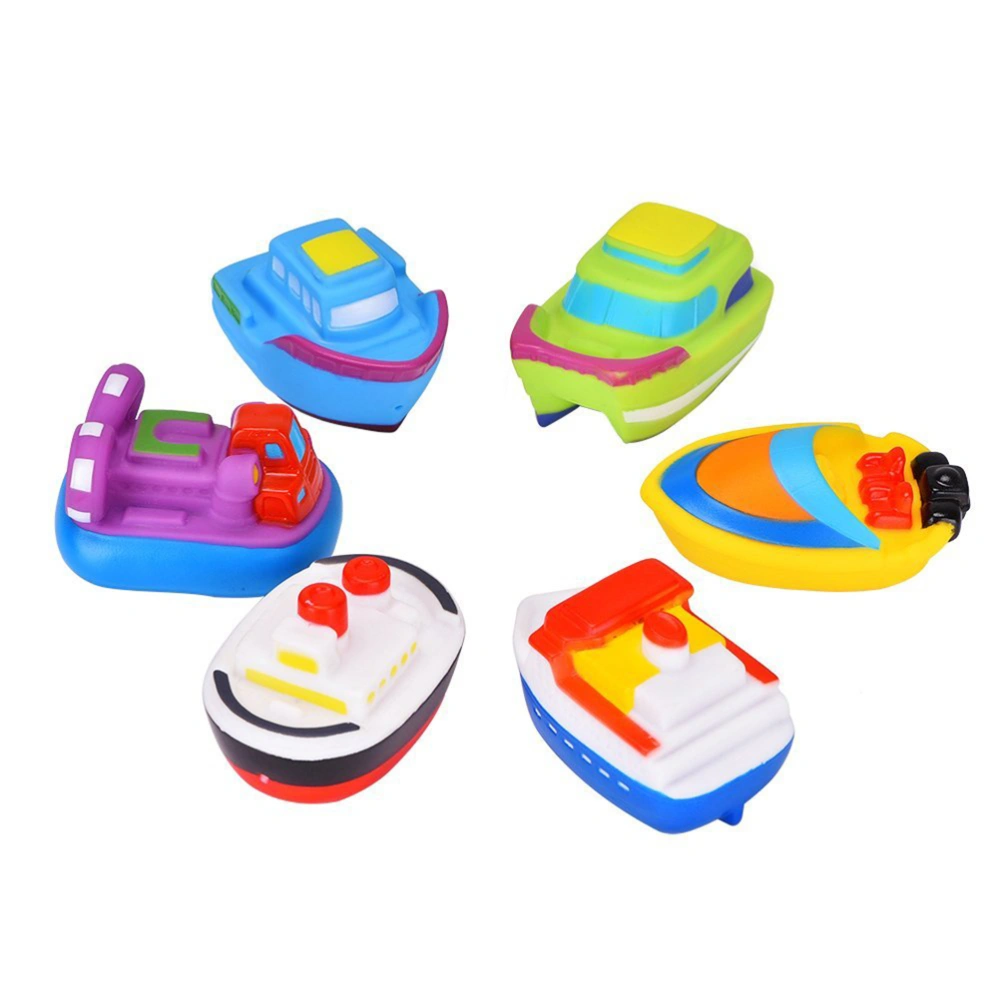 6pcs Floating Boat Toys Rubber Cartoon Bath Squirt Toys for Baby