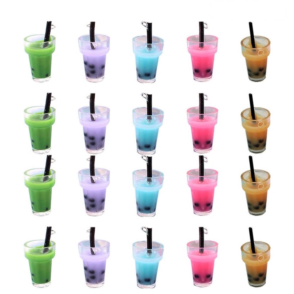 20pcs Bubble Tea Jewelry Accessories Fake Stereo Bubble Tea Decorative Accessories DIY Creative personalized Funny Earrings Keychain Accessories (Mixed Color)