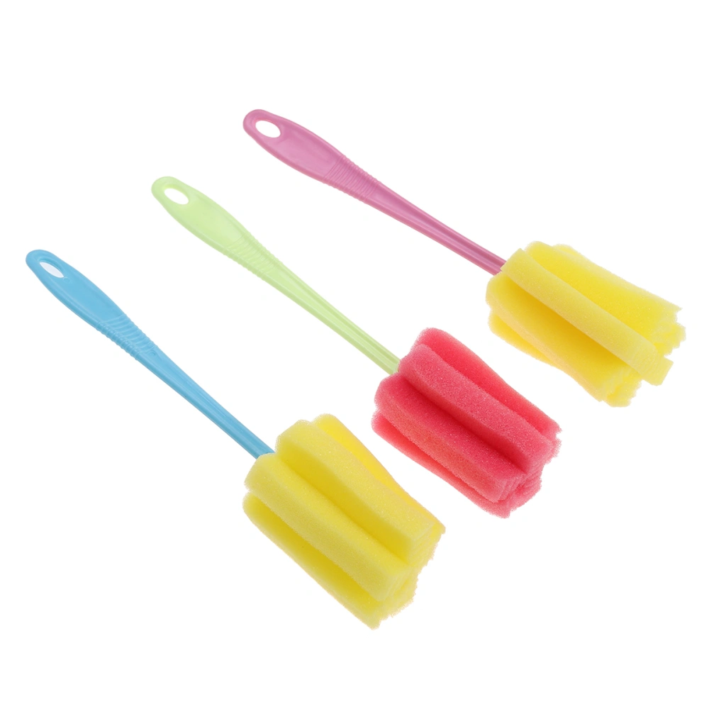 3 Pcs Kitchenware Creative Durable Sponge Cleaning Cup Brush Hanging Retractable Two-Color Bottle Cup Cleaning Brush (Random Color)